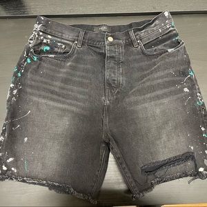Amiri paint-splatter effect denim shorts